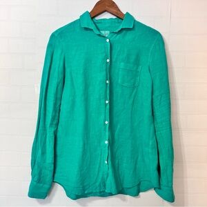 Hartford Linen Coastal Contemporary Vibrant Teal Green Classic Button-Up Shirt 2